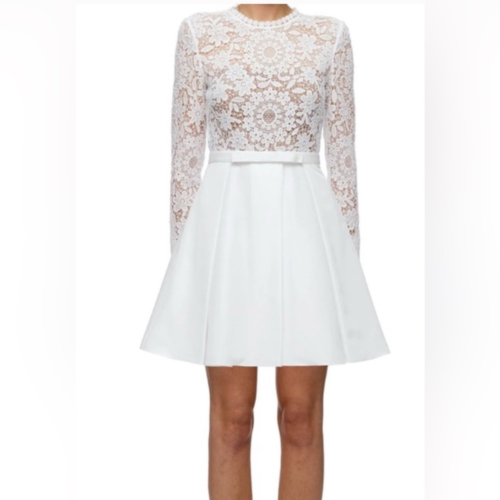 Self-Portrait White Lace Long Sleeve Dress